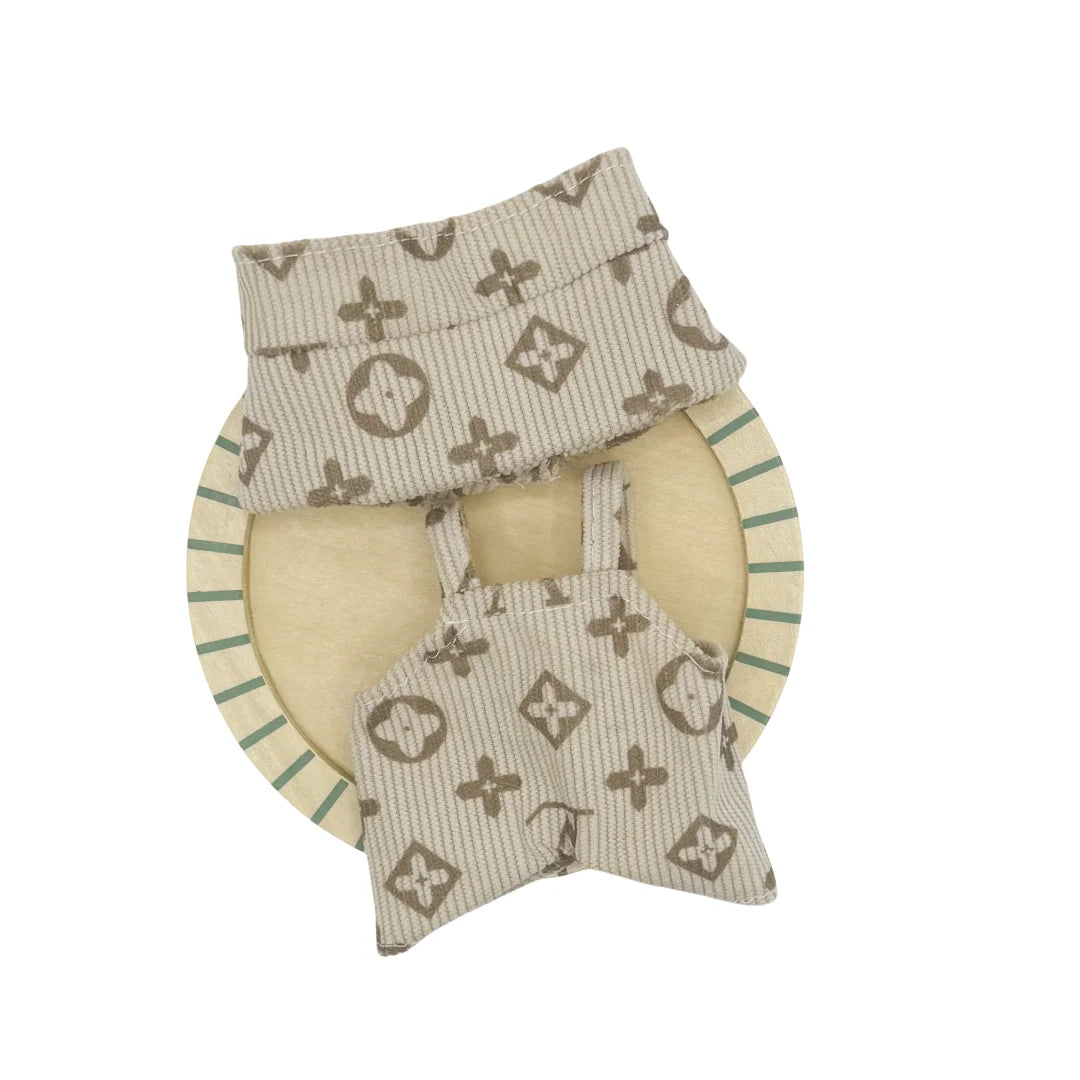 Labubu - Designer Faux Louis Vuitton Jumper and Bucket Hat Set - 17cm Labubu Doll Clothes